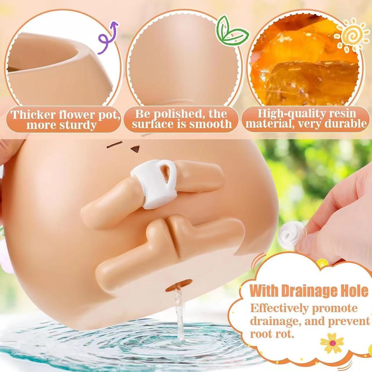 Sitzender Blumentopf – Süße Resin-Blumendekoration für Ihr Zuhause